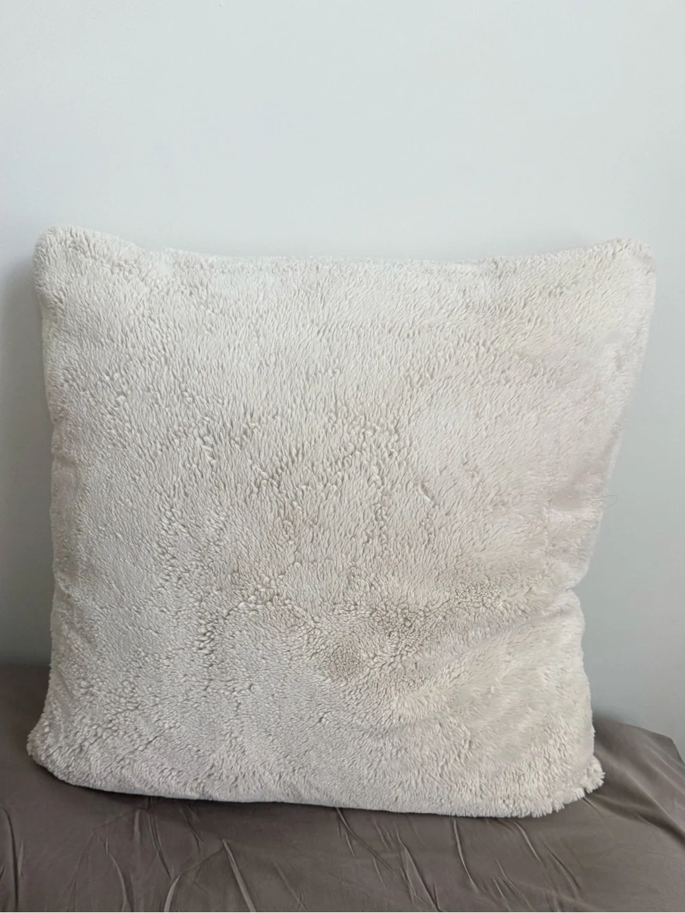 Soft Cream Faux Fur Decorative Pillow Cover